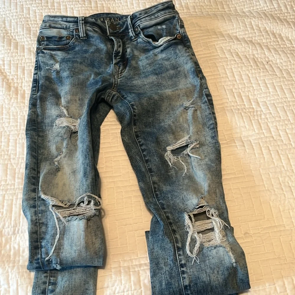 American Eagle Ne(x)t Level AirFlex Ripped Slim Jeans, Size 26x28 - Picture 1 of 6